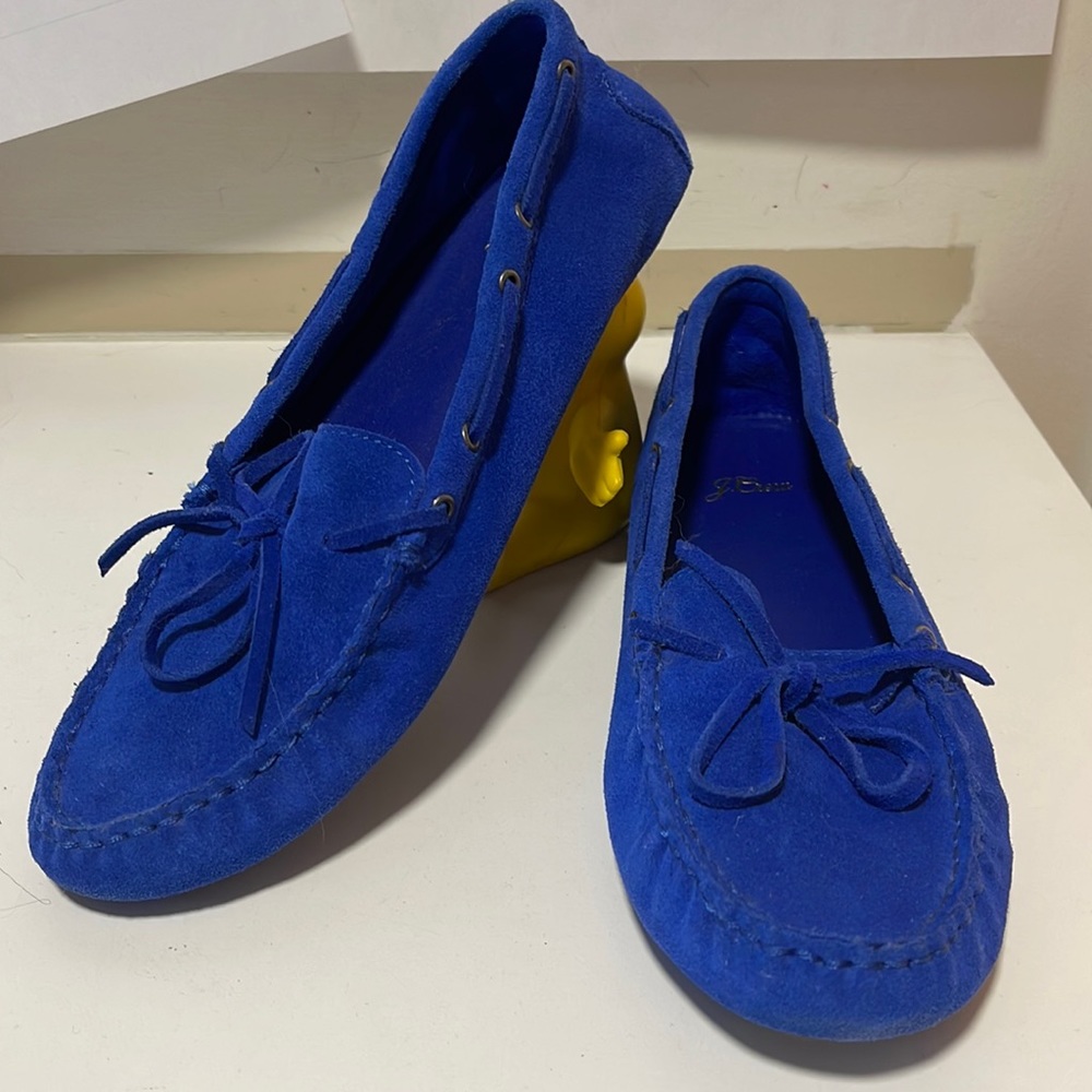J.Crew cobalt blue suede driving moccasins loafers size 10
